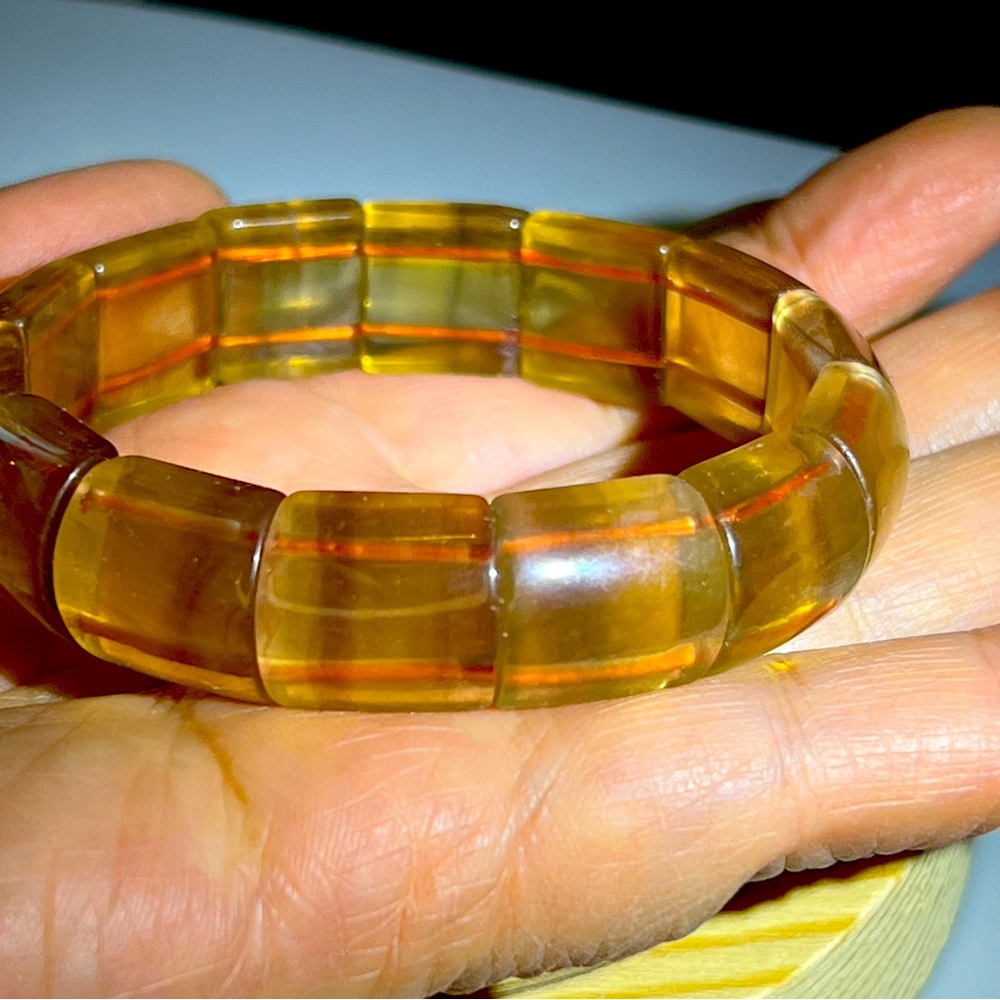 Yellow Fluorite stretch bangle like 14x16mm